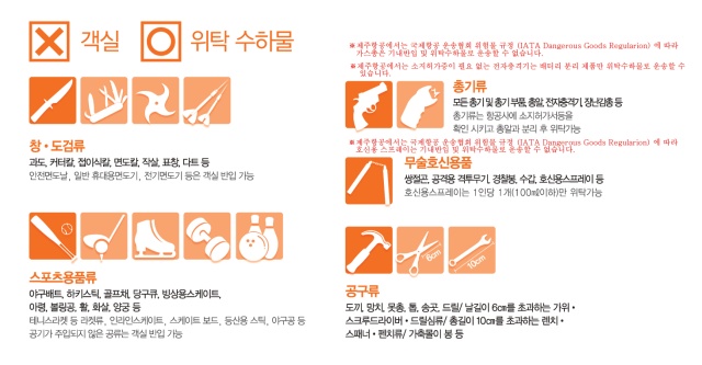 위탁수하물만 가능한 물품