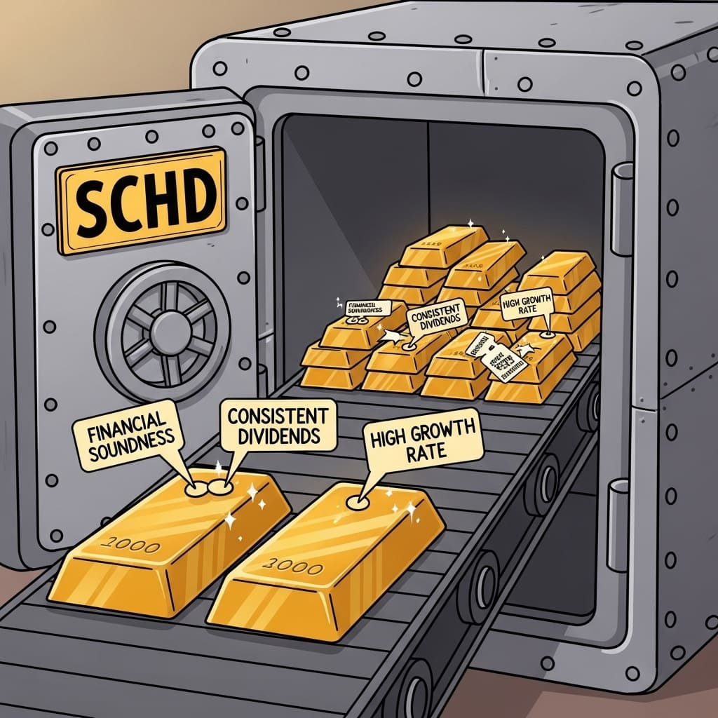 SCHD의 장점 10년이상 배당금 지급, 좋은 현금흐름, 배당 성장률