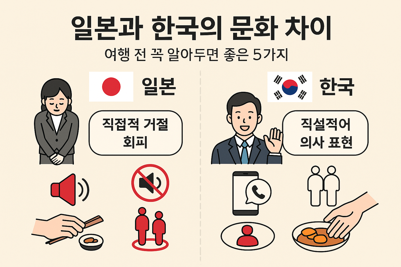 일본과 한국의 문화차이 설명된이미지
