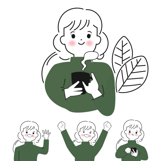 여자가 컵을 들고 있는 모습의 그림