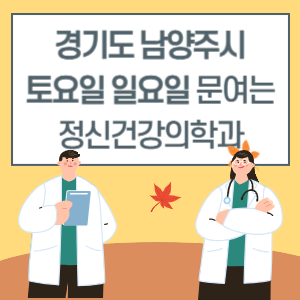 경기도 남양주시 토요일 일요일 정신건강의학과 진료 문여는 병원 리스트