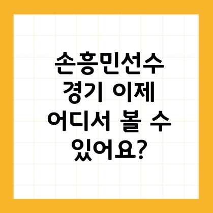 손흥민 경기 시청법