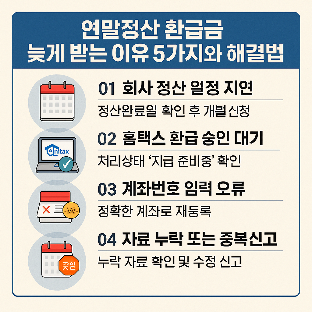 연말정산 환급금 늦게 받는 이유 5가지와 해결법