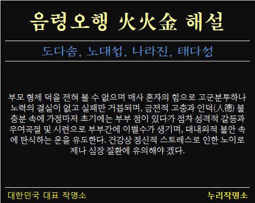 음령오행-화화금-해설