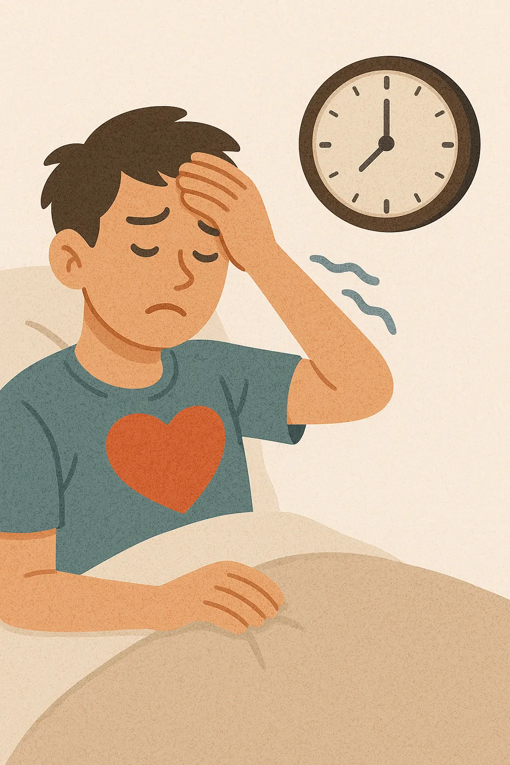 잠든-후-깨는-시간에-따른-건강-문제-연관성을-표현한-일러스트