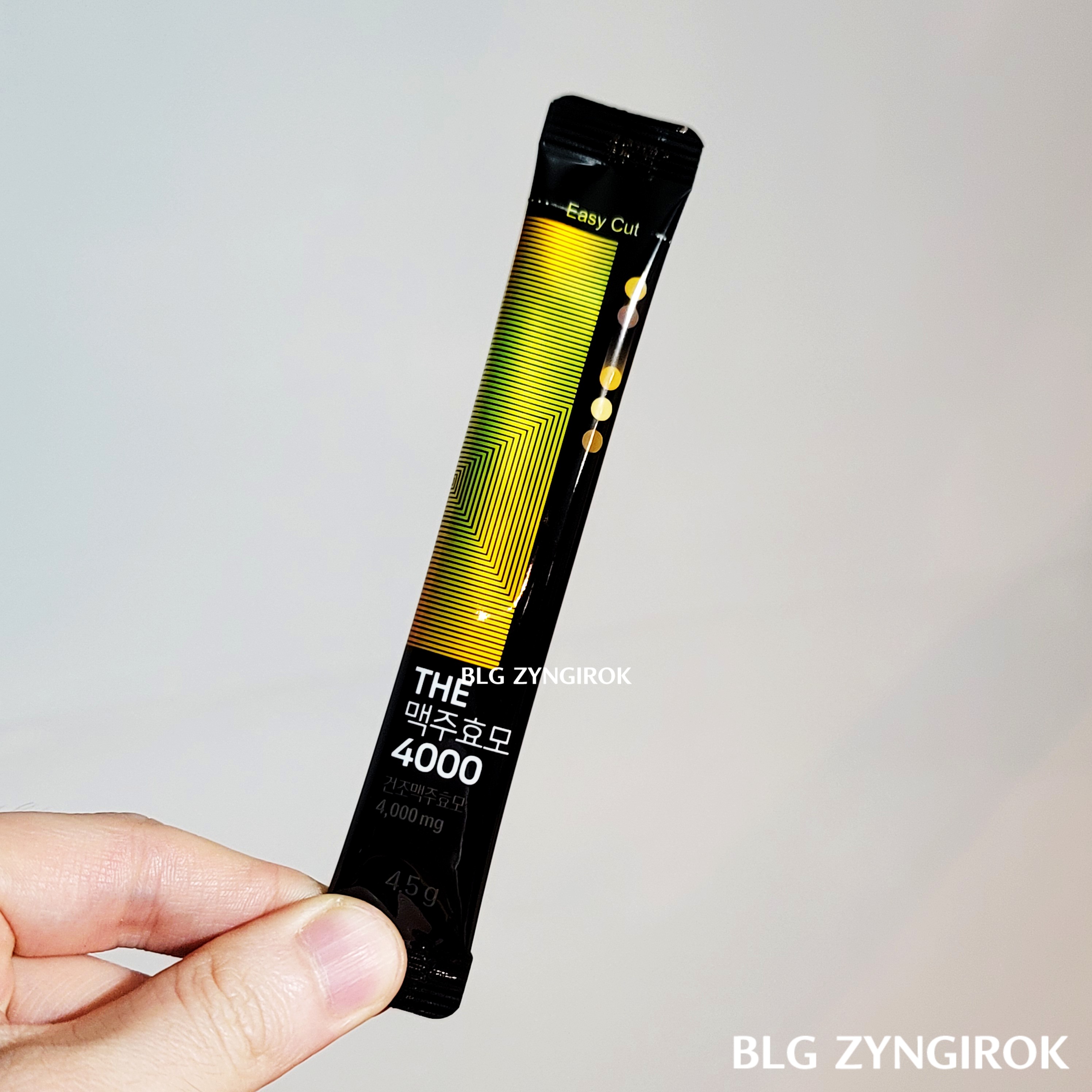 효모 4000 스틱을 들고 있는 모습이다.