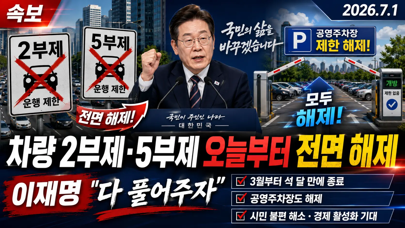 차량 2부제&middot;5부제 오늘부터 전면 해제 발표이미지