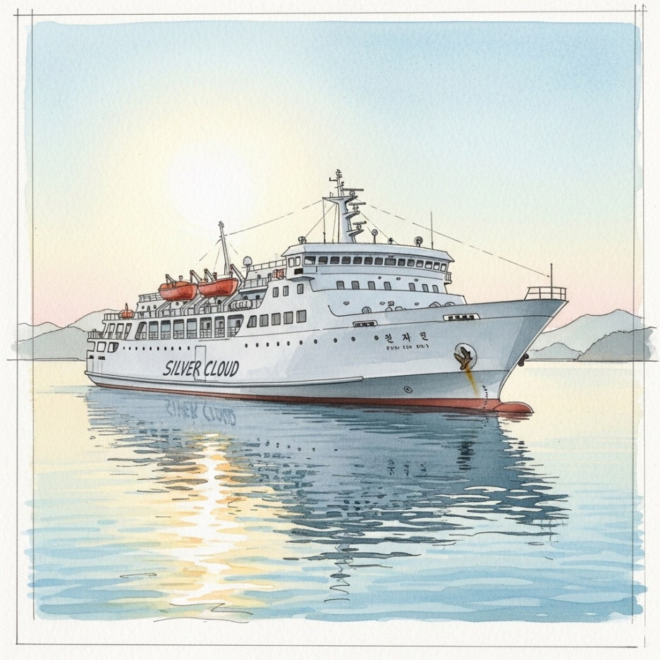 완도항에서 출발을 기다리는 청산도행 여객선