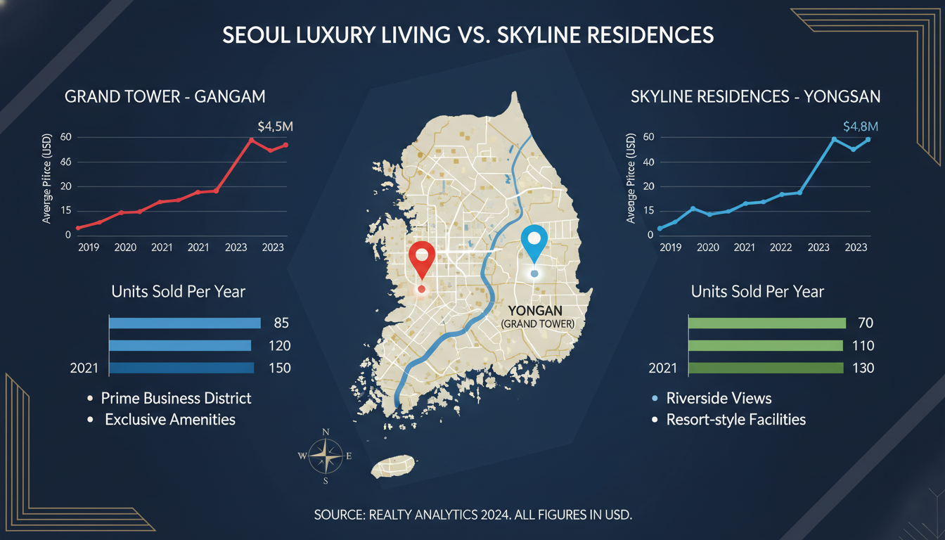 이촌 르엘과 아크로드 서초 분양가 및 입지 가치 비교 인포그래픽