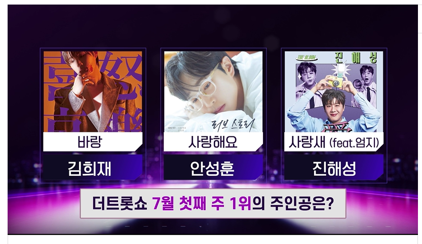 7월7일 더 트롯쇼 라인업 생방송 시청 투표 안내