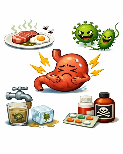 급성 장염 원인을 단순화한 그림