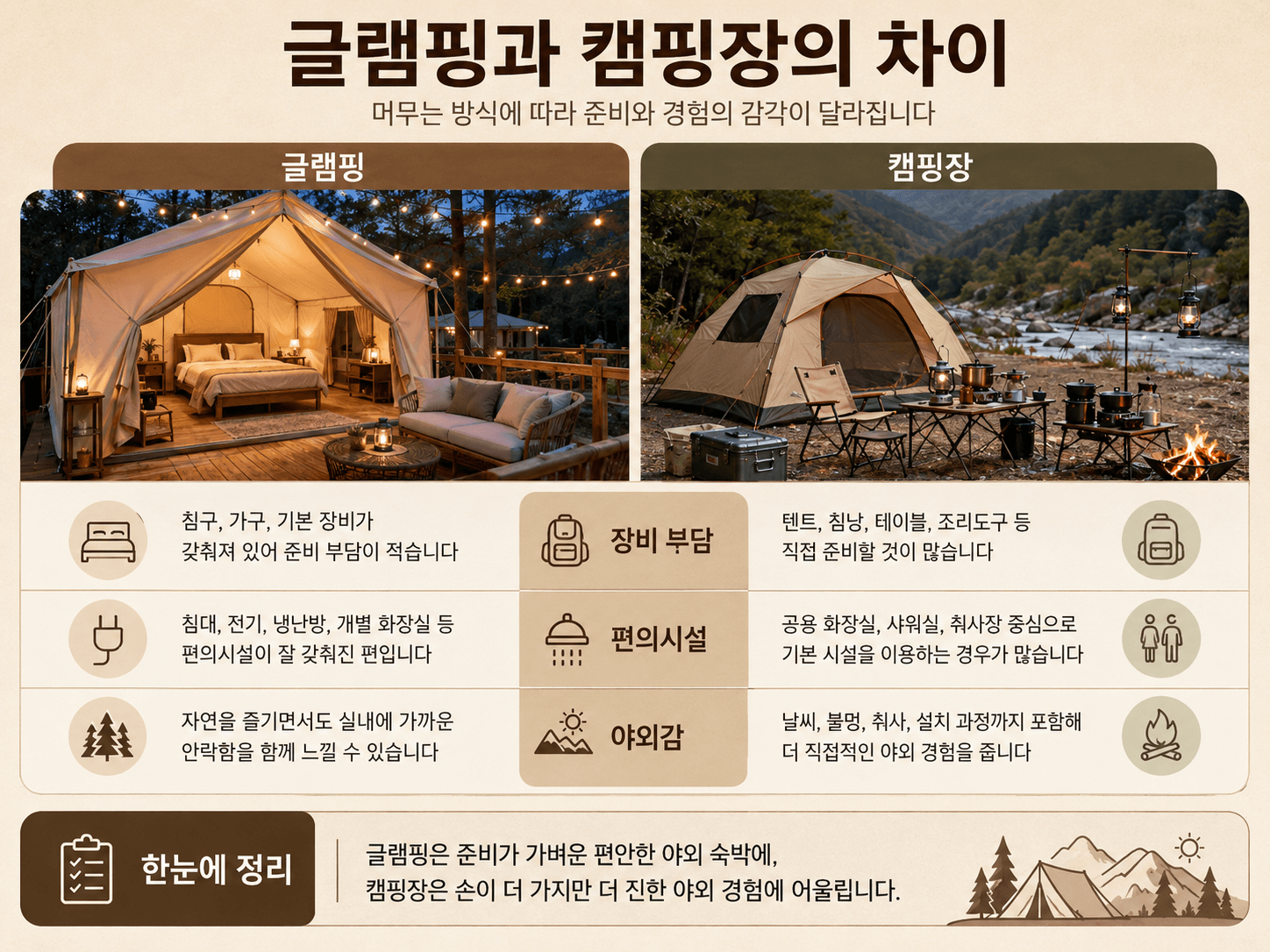 글램핑과 캠핑장의 차이 이미지