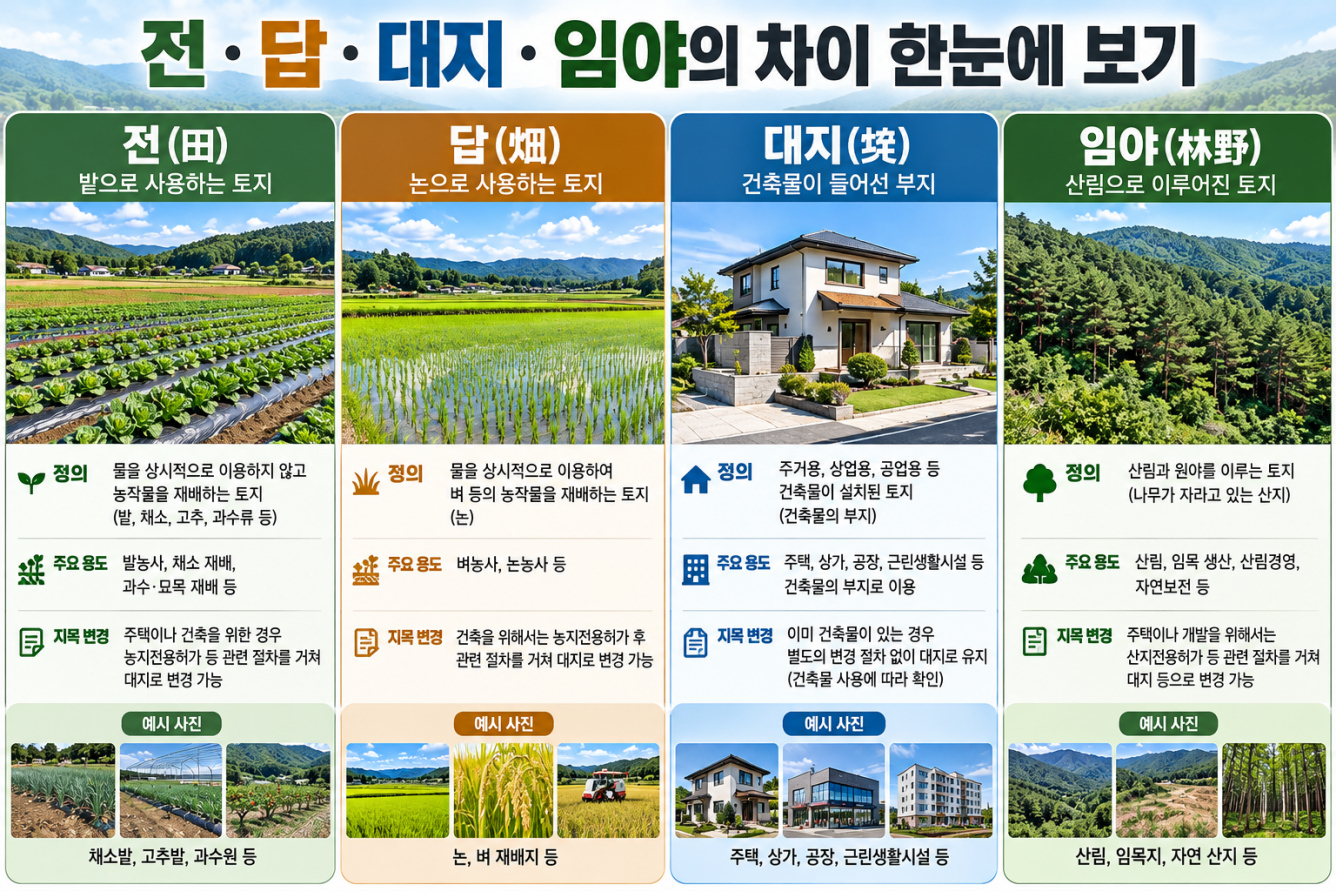 전·답·대지·임야의 차이
