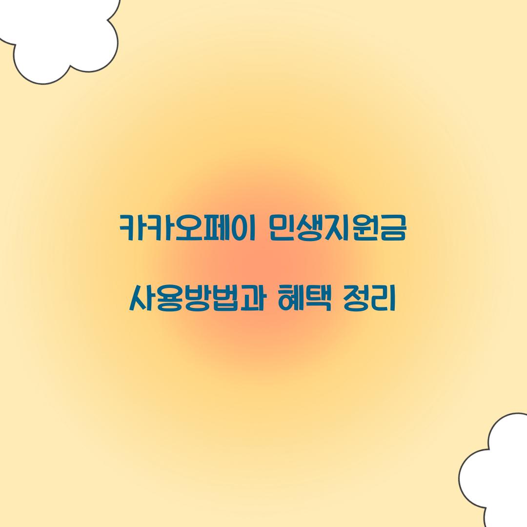 카카오페이 민생지원금 사용방법