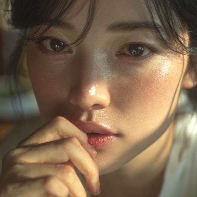 입주변 저림으로 의아해하는 여자