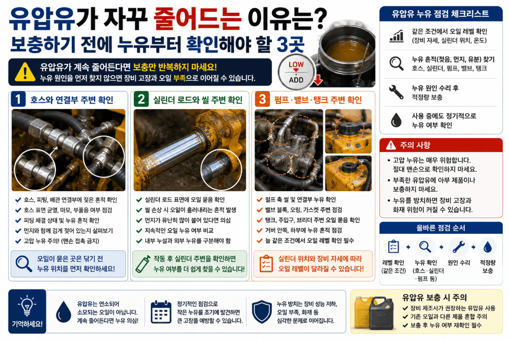 유압유가 자꾸 줄어드는 이유는?