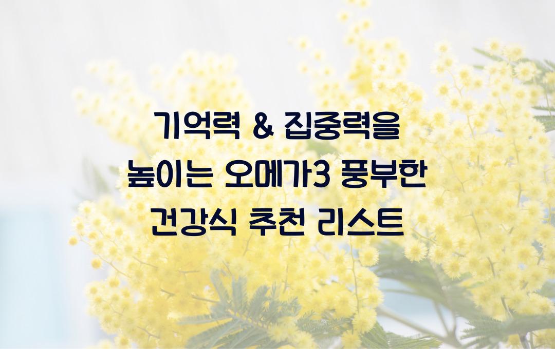 기억력 & 집중력을 높이는 오메가3 풍부한 건강식 추천