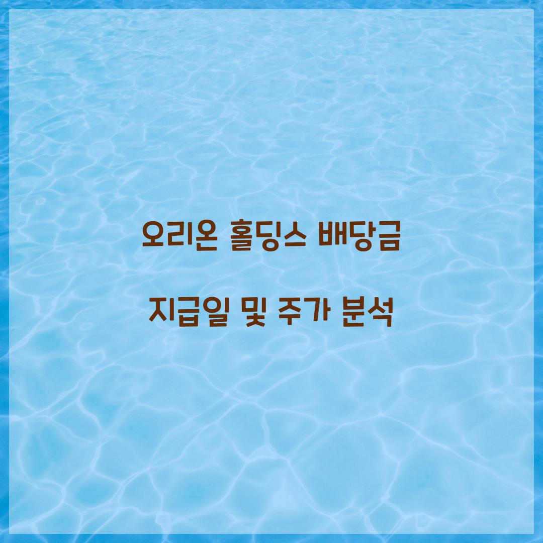 오리온 홀딩스 배당금 지급일