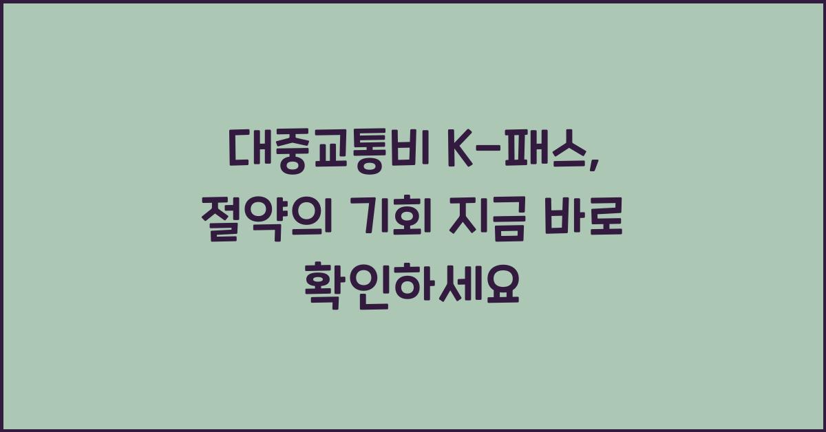 대중교통비 k-패스