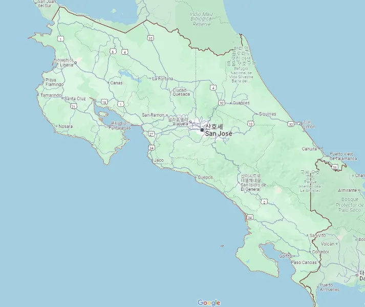 코스타리카 지도