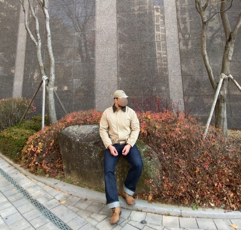 데일리룩('25. 11. 19.)폴로랄프로렌 더블알엘 가먼트다잉 트윌 볼캡, 그레이휴 사파리 재킷, 유니폼브릿지 셀비지 생지 데님 팬츠, 레드윙 아이언레인저 호손뮬스키너 스웨이드