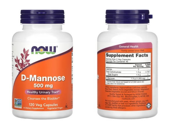 NOW Foods, D-마노스, 500mg, 베지 캡슐 120정