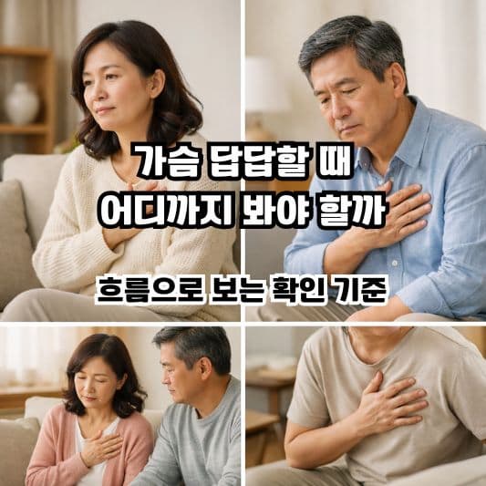 가슴이 답답할 때 심장 검사 흐름을 차분히 떠올리는 일상 장면