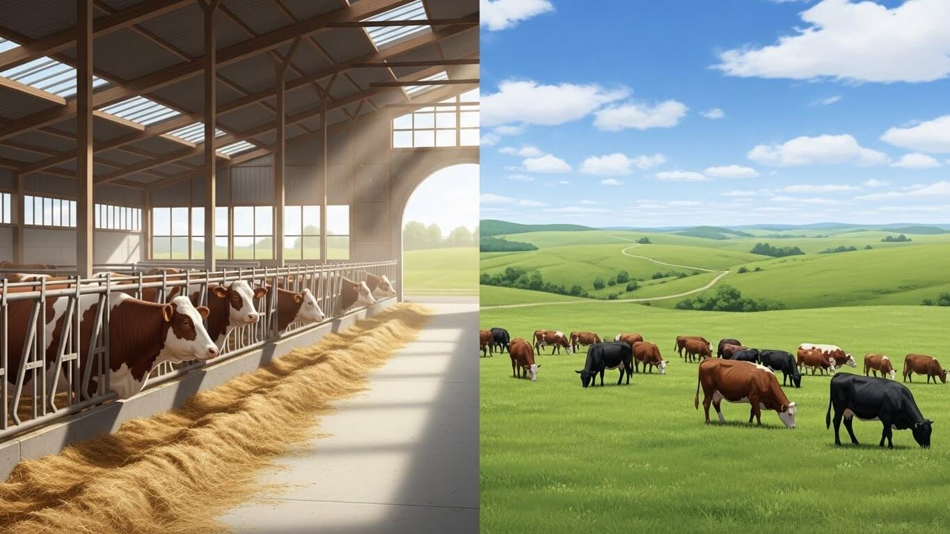 사육 환경의 차이 &ndash; 집중 사육 vs 자연 방목