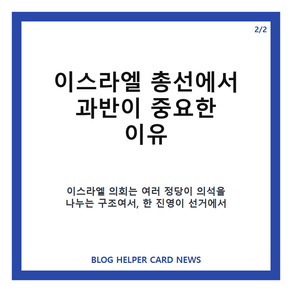 이스라엘 선거 결과 전망, 77.7% 투표율 속 과반 없는 연정 가능성 카드뉴스 3