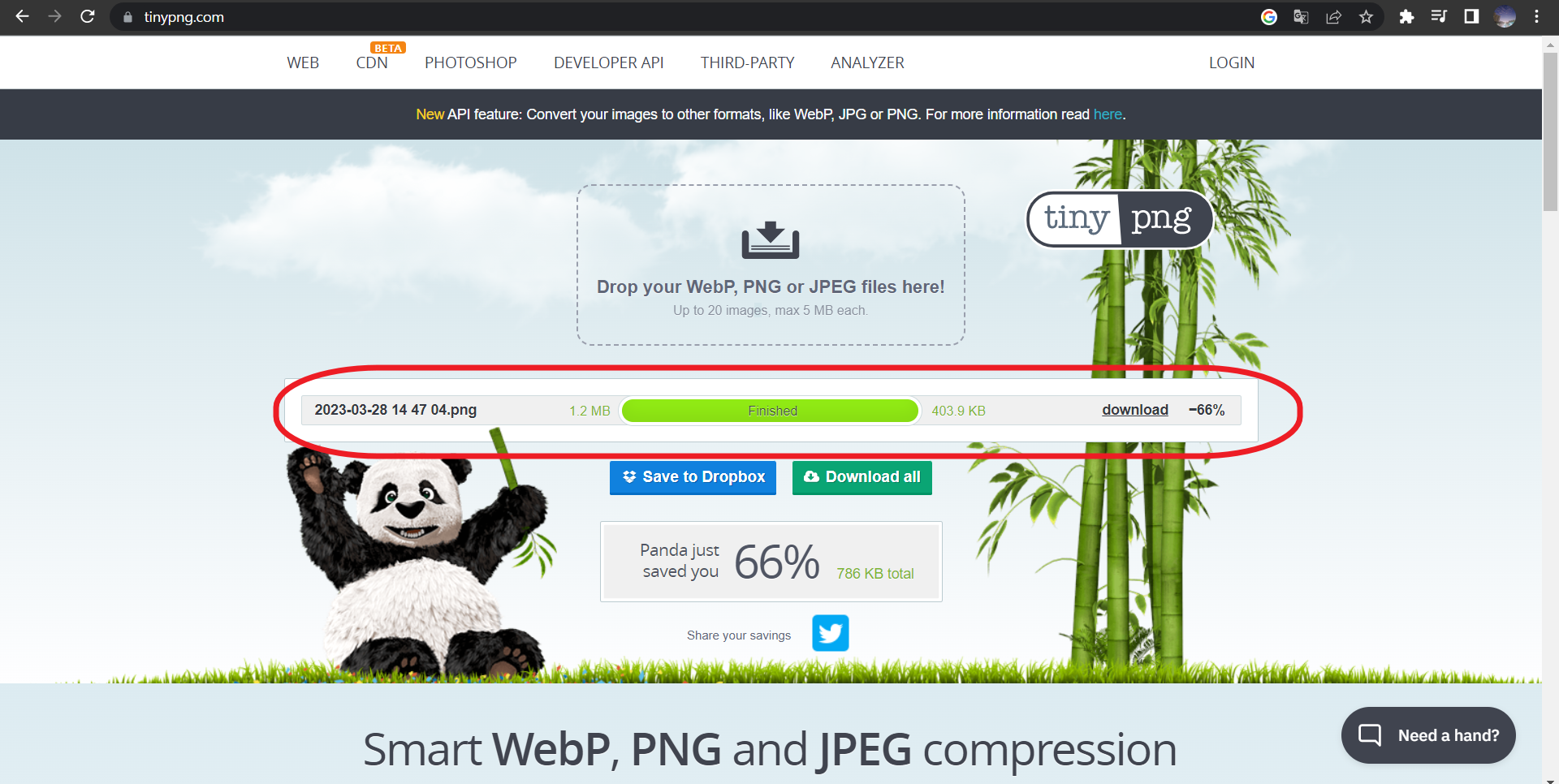 Tinypng 사이트에서 용량 줄일 사진 업로드