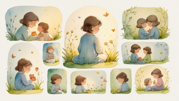 당신이 늘 조용히 뒤에서 지켜주던 수많은 순간들에 관한 그림