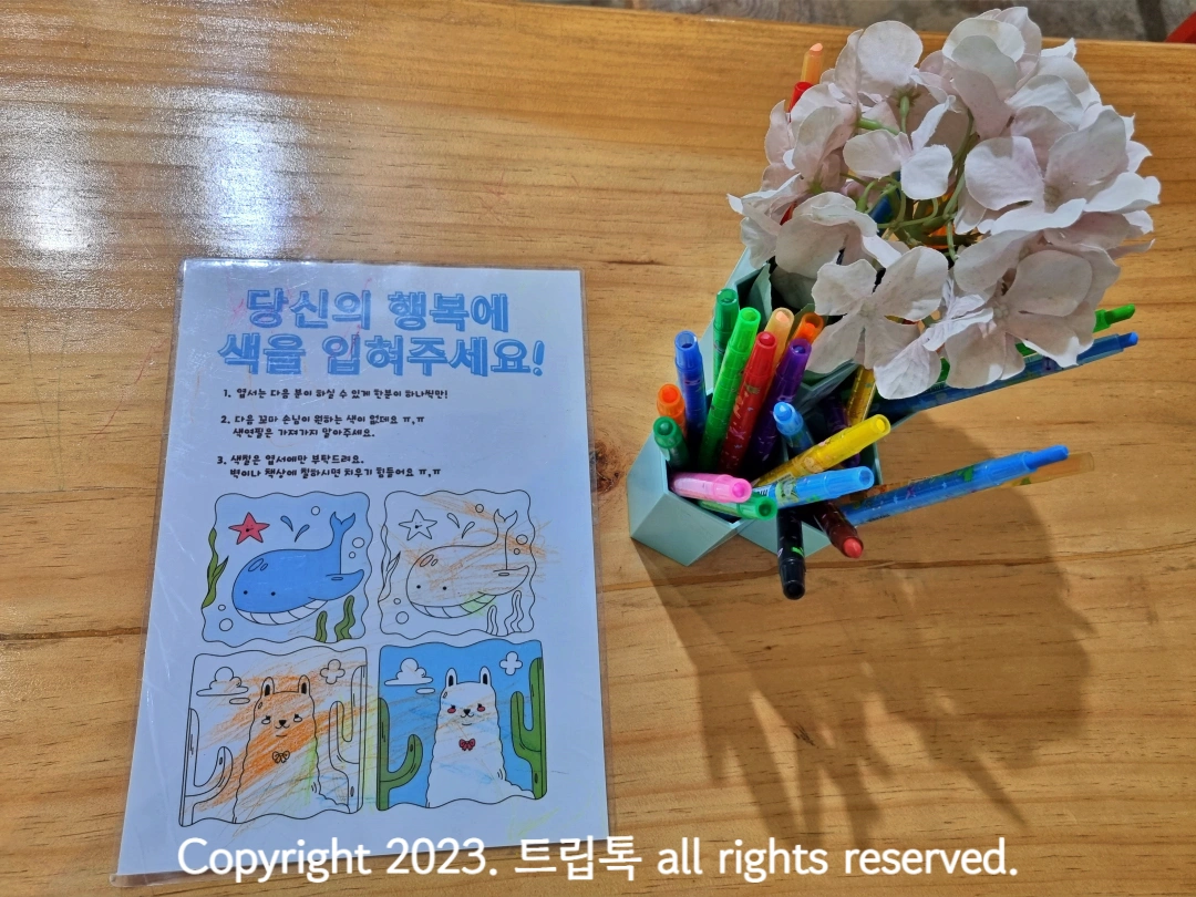 색칠할수 있는 색연필과 방법이 안내되어 있다