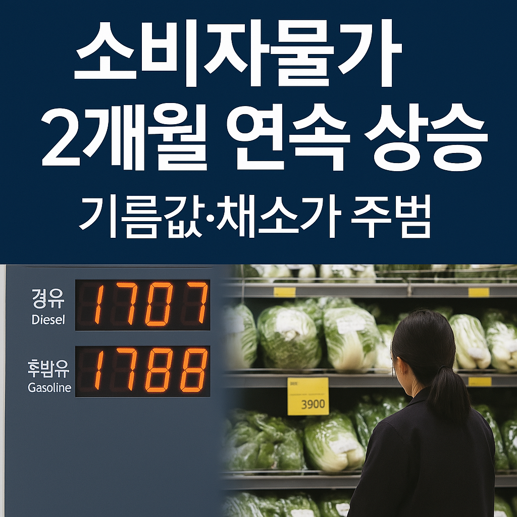 “물가가 다시 오른다…2개월 연속 상승, 기름값·채소가 주범”