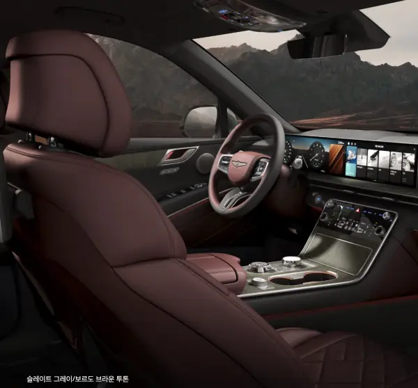 제네시스 gv80 실내 그레이/보르도 브라운 색상