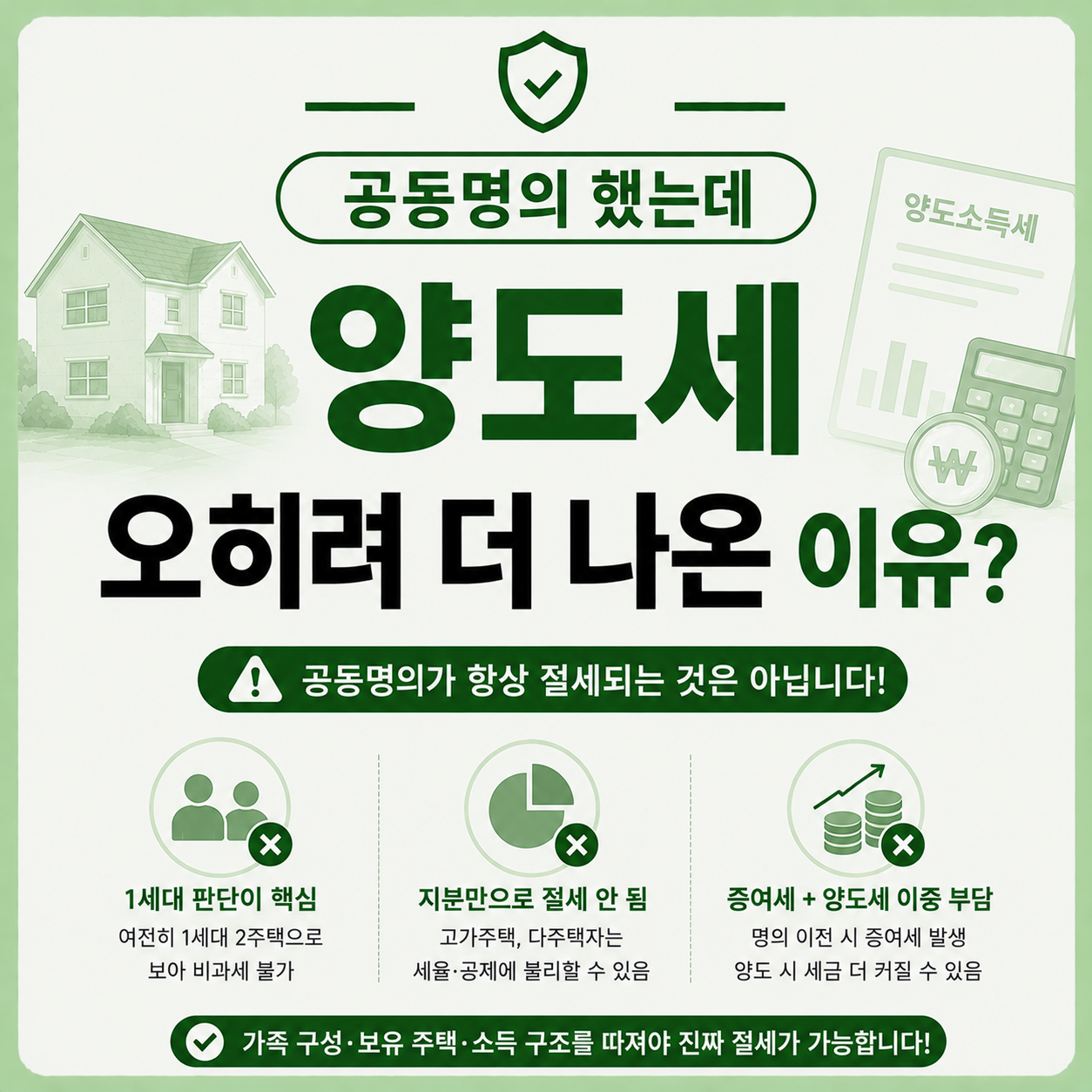 공동명의 양도세 절세 안 되는 경우 안내 이미지