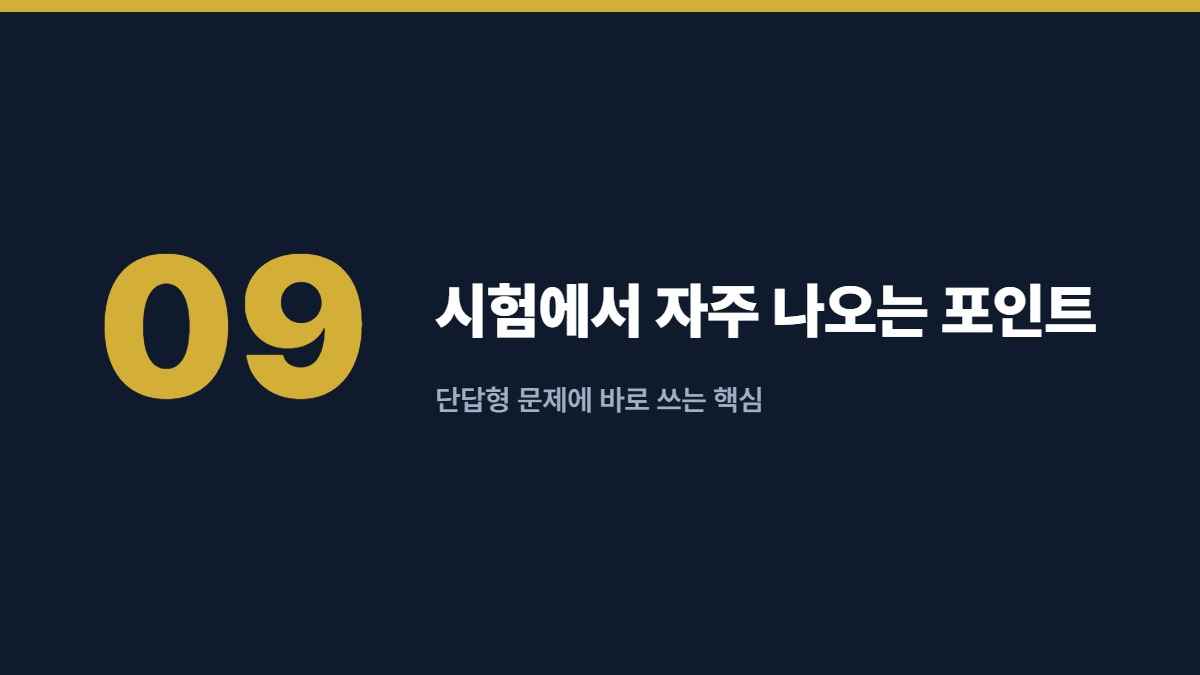 시험에서 자주 나오는 포인트 — 단답형 문제에 바로 쓰는 핵심