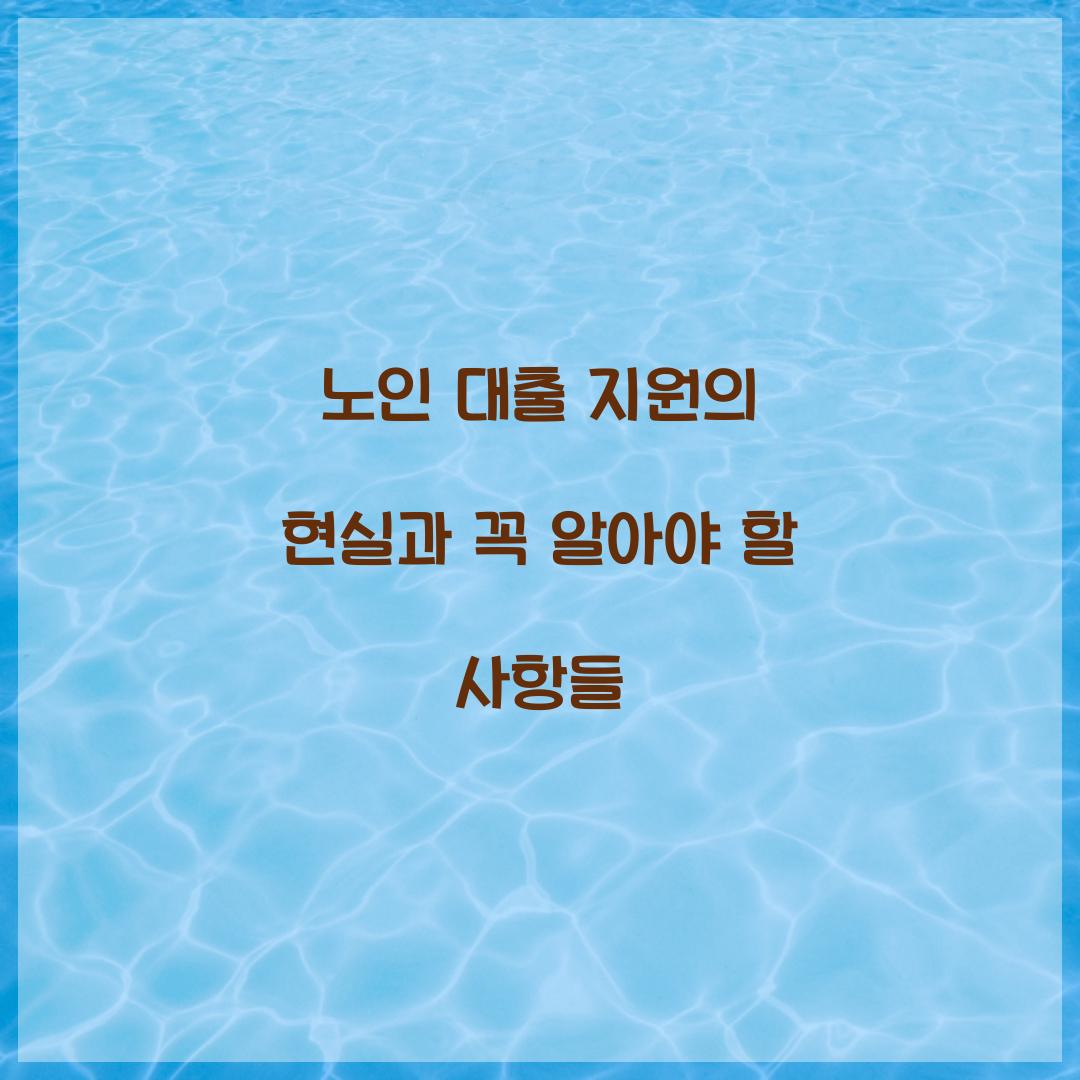 노인 대출 지원