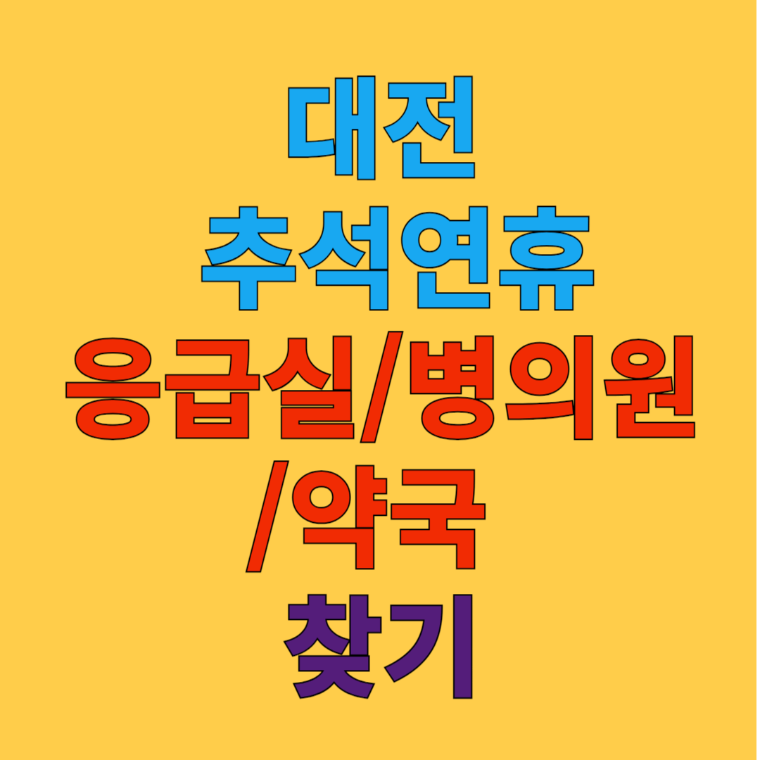 대전 추석 연휴 응급실, 병의원, 약국 찾기 가이드