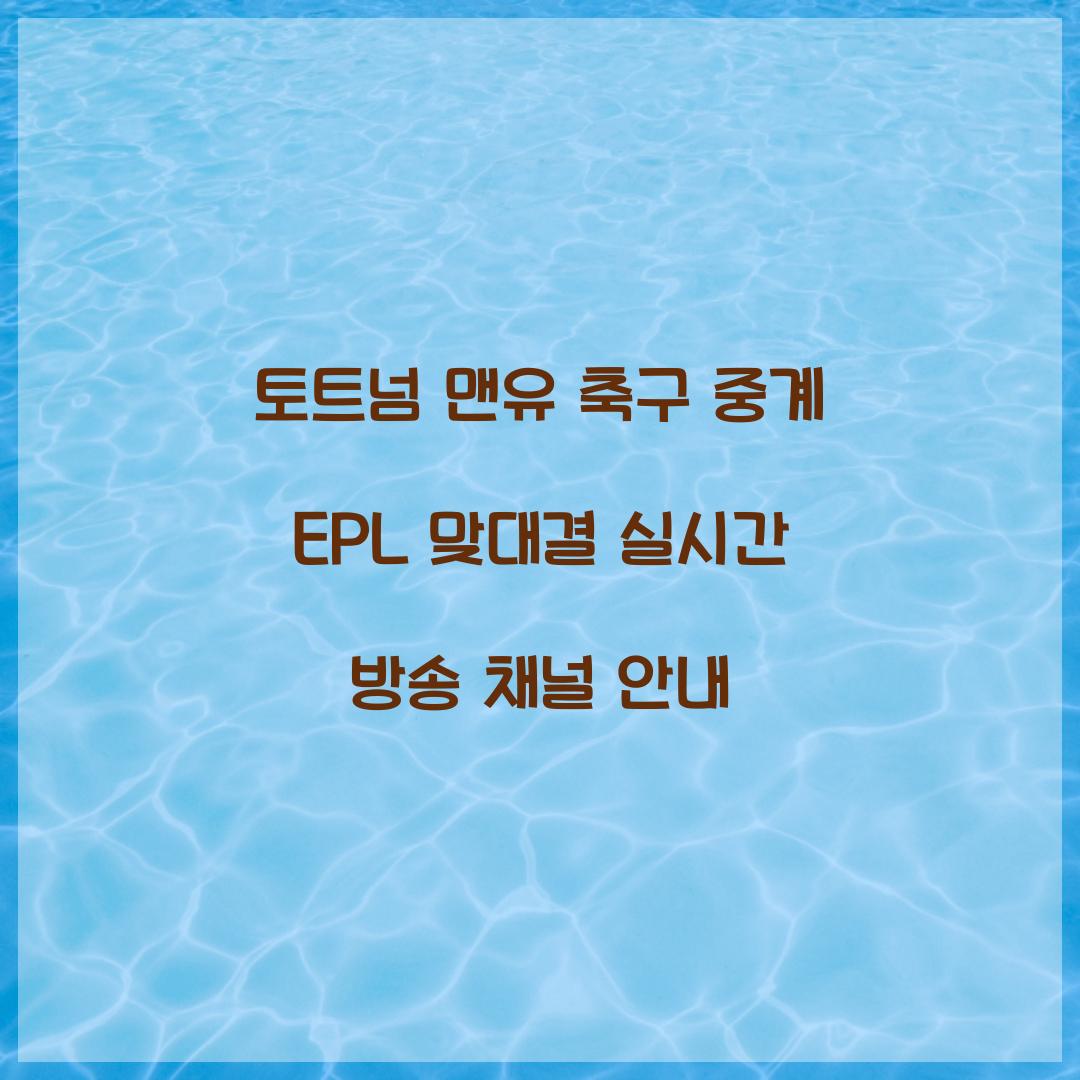 토트넘 맨유 축구 중계
