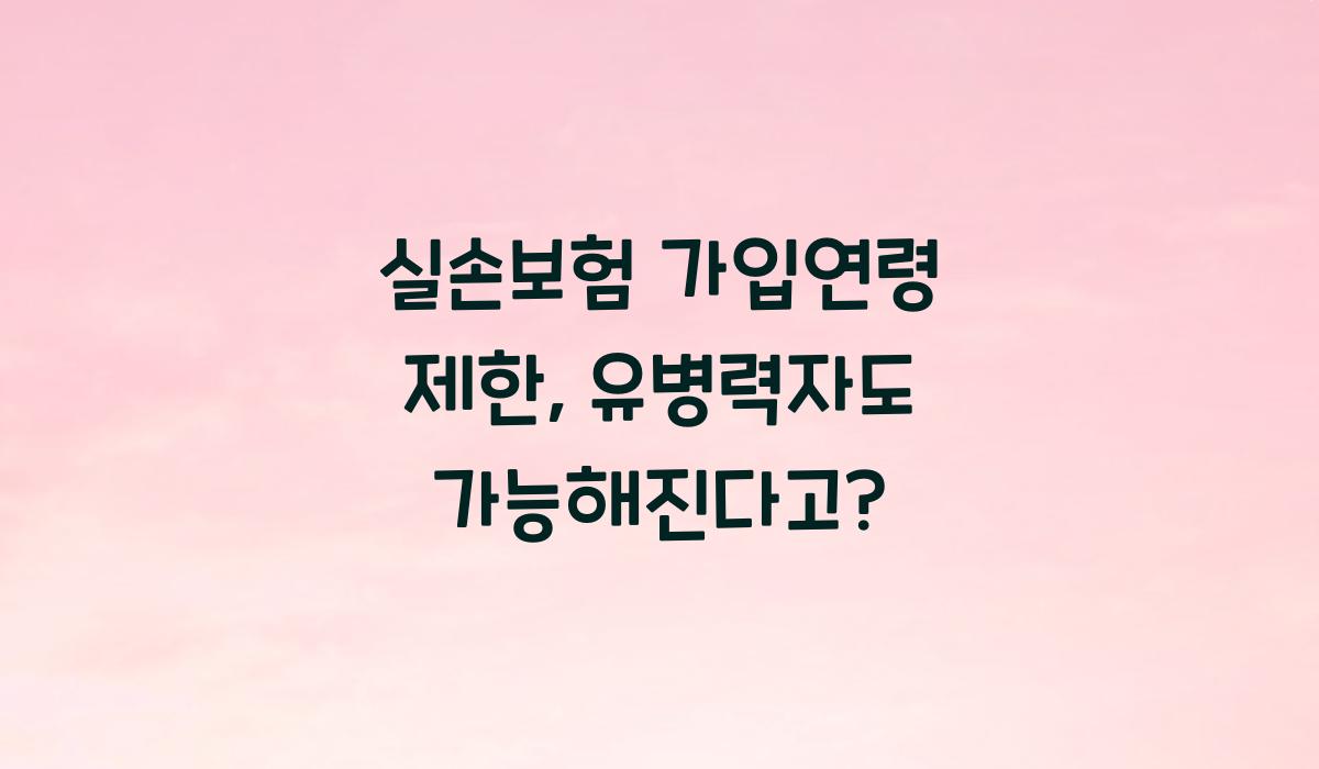 실손보험 가입연령 제한