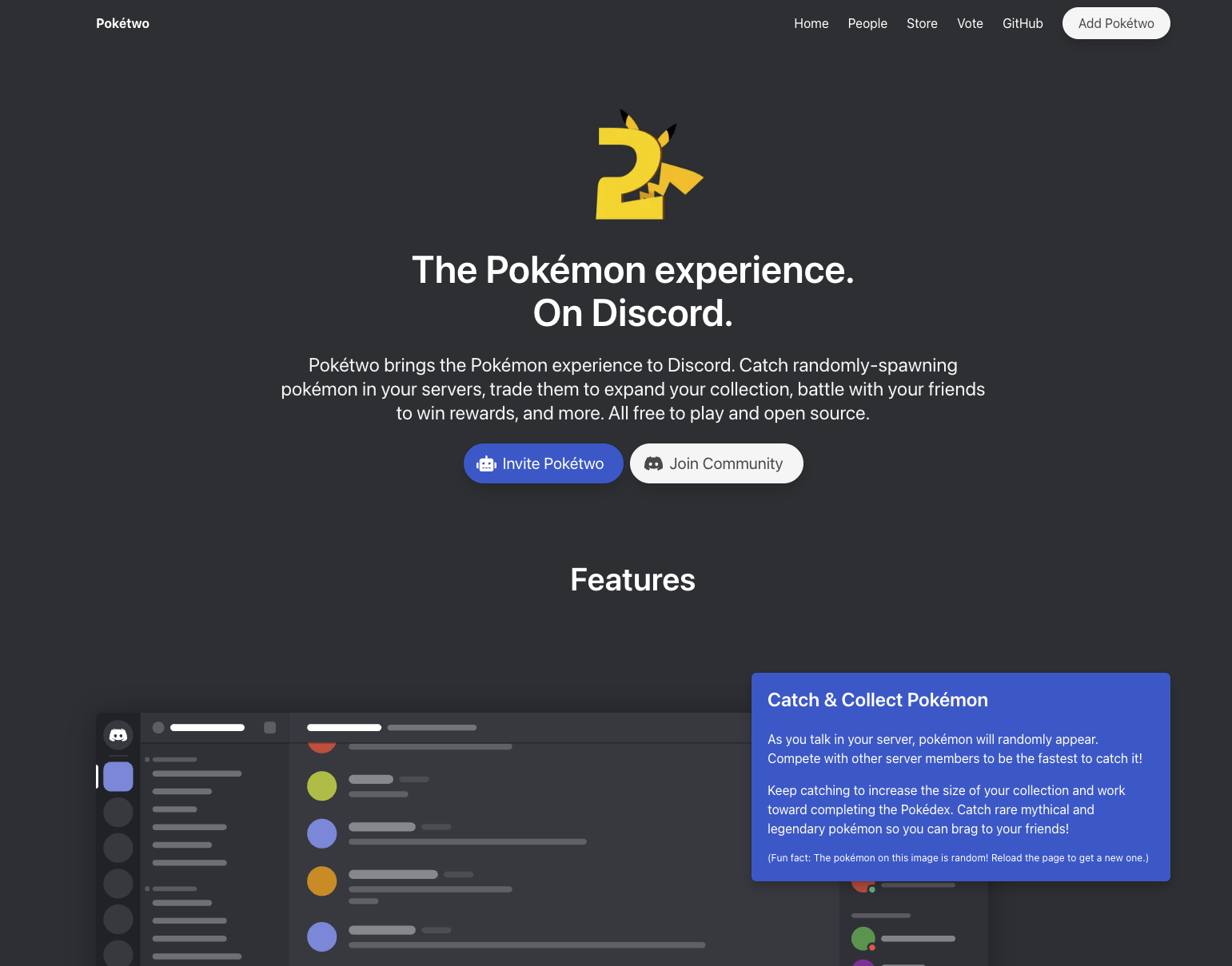 Pokétwo-bot-main-page