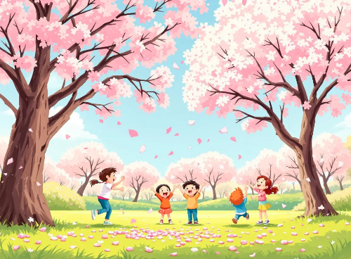 벚꽃-어린이-잔디