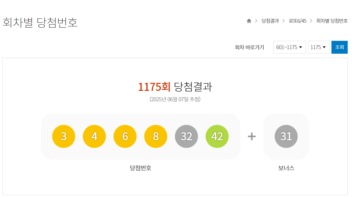1175회 당첨결과