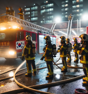 화재진압중인 소방관