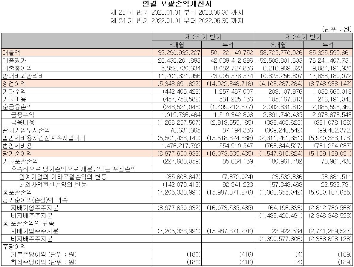 원익피앤이 - 손익계산서