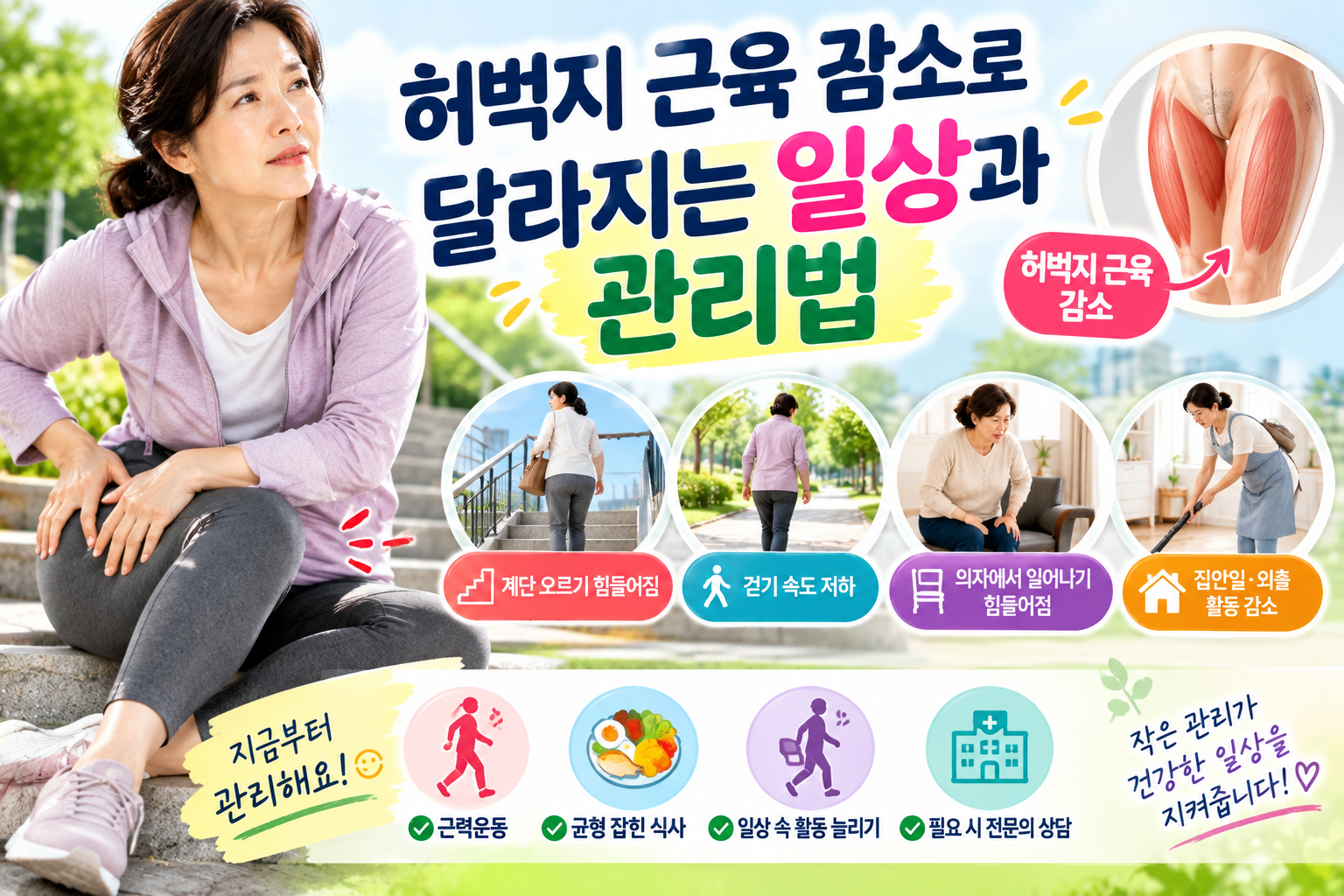 허벅지 근육 감소로 생기는 일상 변화와 운동하는 방법