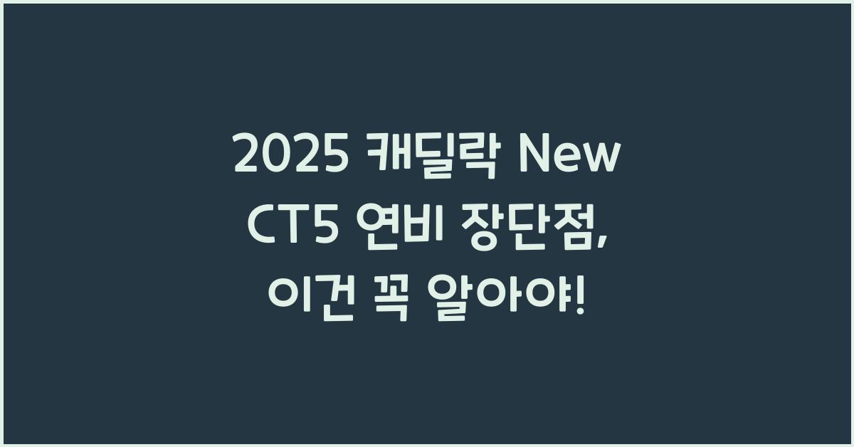 2025 캐딜락 New CT5 연비 장단점