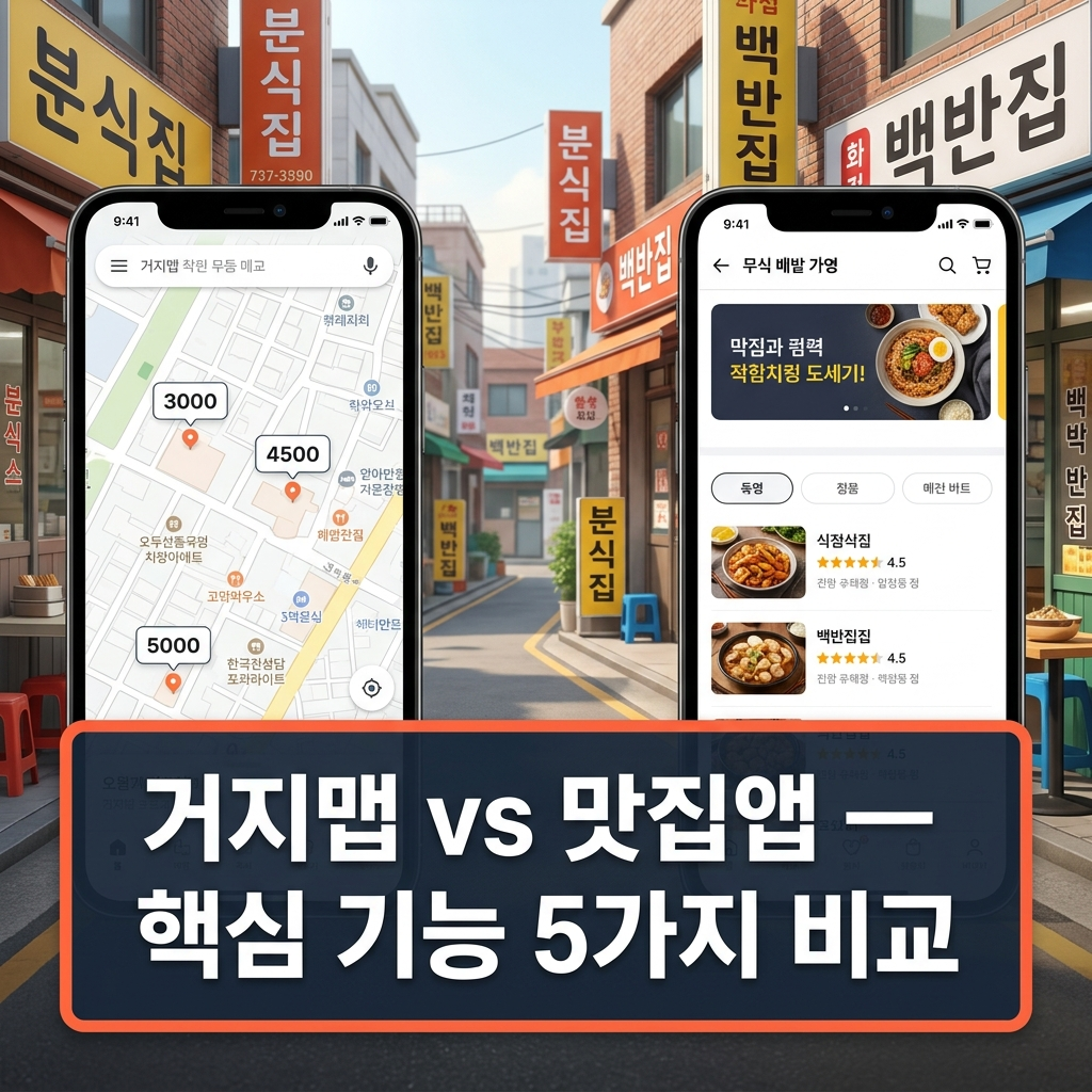 거지맵 맛집앱 기능 비교 분석