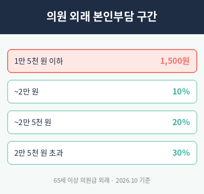 65세이상 노인 의료 혜택 의원 외래 본인부담 구간