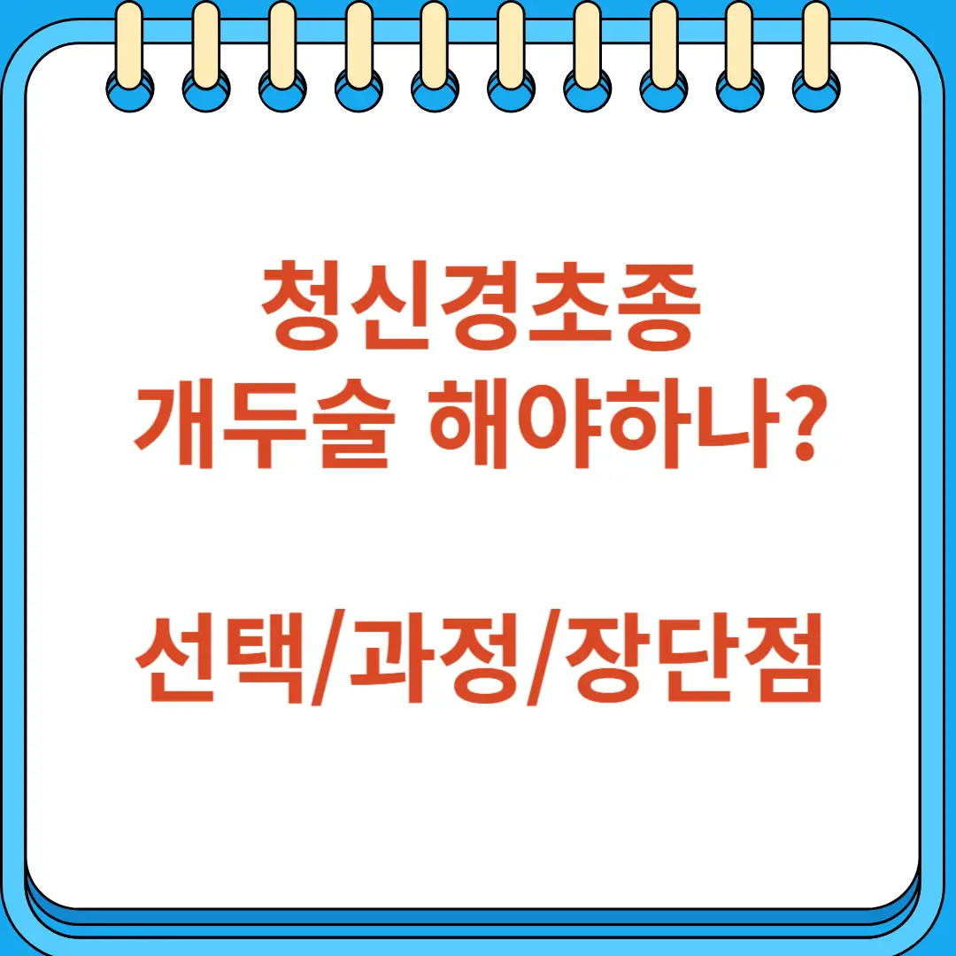 청신경초종 개두술 선택이유&middot;과정&middot;장단점